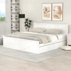 Grey / White Platform Bed with 4 Storage Drawers, King / Queen