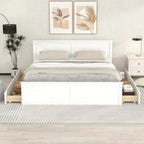 Grey / White Platform Bed with 4 Storage Drawers, King / Queen