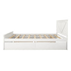 Grey / White Platform Bed with 4 Storage Drawers, King / Queen