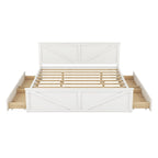 Grey / White Platform Bed with 4 Storage Drawers, King / Queen