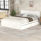 Grey / White Platform Bed with 4 Storage Drawers, King / Queen