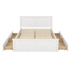Grey / White Platform Bed with 4 Storage Drawers, King / Queen