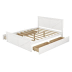 Grey / White Platform Bed with 4 Storage Drawers, King / Queen
