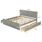 Grey / White Platform Bed with 4 Storage Drawers, King / Queen