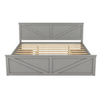 Grey / White Platform Bed with 4 Storage Drawers, King / Queen