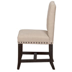 Beige & Black Upholstered Dining Side Chairs, Set of 2, Cross Base