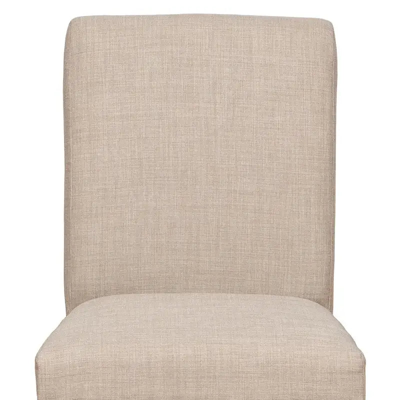 Beige & Black Upholstered Dining Side Chairs, Set of 2, Cross Base