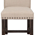 Beige & Black Upholstered Dining Side Chairs, Set of 2, Cross Base