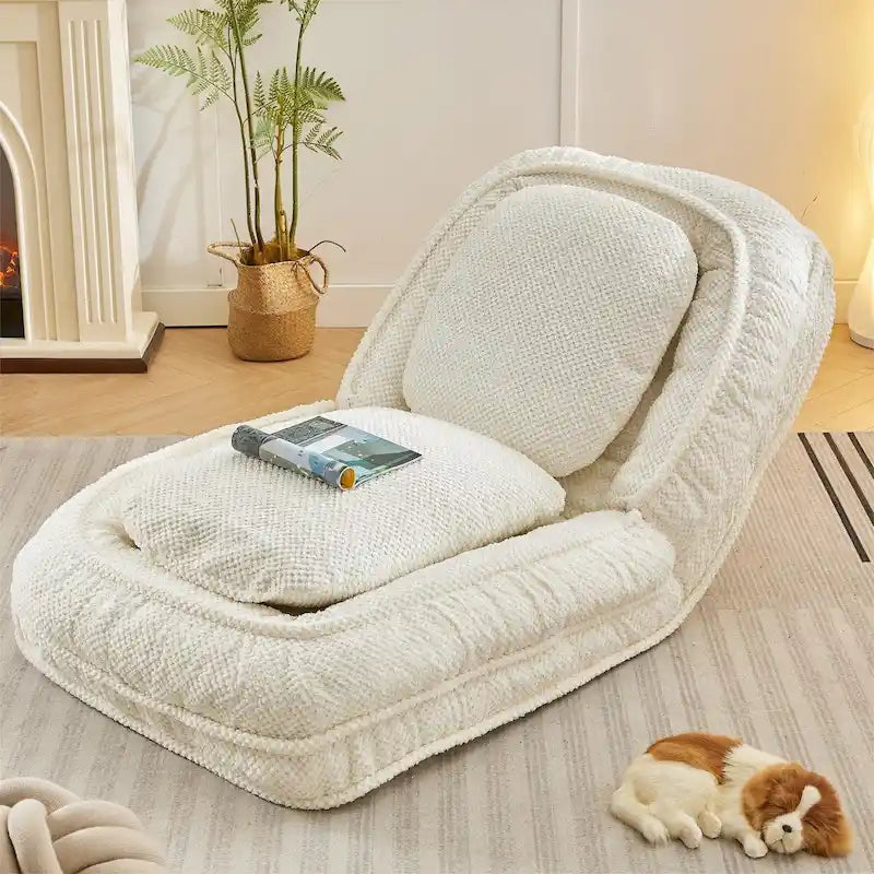 Pink / White / Grey Foldable Floor Sofa, 5-Position Adjustable, 1-Person