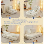 Pink / White / Grey Foldable Floor Sofa, 5-Position Adjustable, 1-Person