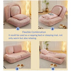 Pink / White / Grey Foldable Floor Sofa, 5-Position Adjustable, 1-Person