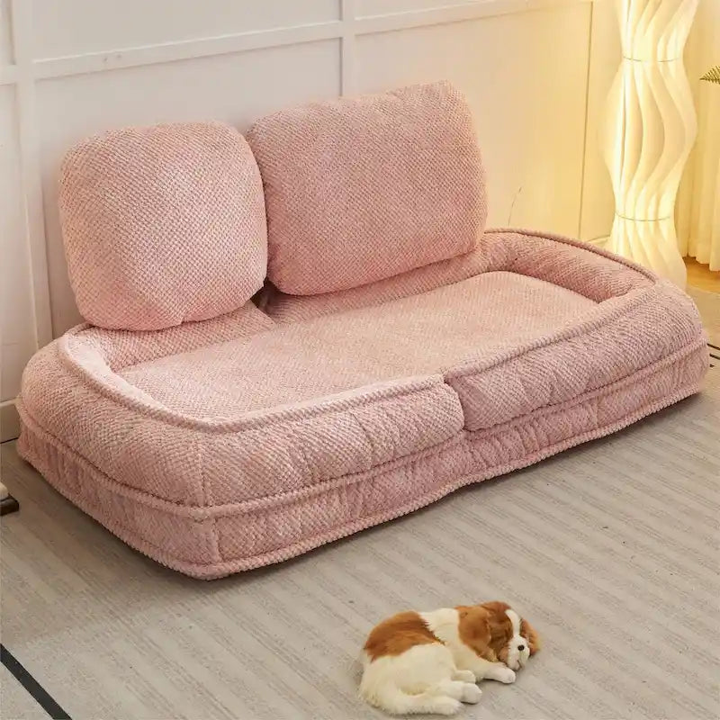 Pink / White / Grey Foldable Floor Sofa, 5-Position Adjustable, 1-Person