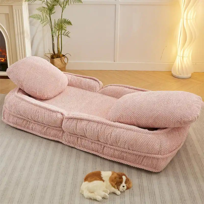 Pink / White / Grey Foldable Floor Sofa, 5-Position Adjustable, 1-Person