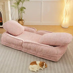 Pink / White / Grey Foldable Floor Sofa, 5-Position Adjustable, 1-Person