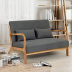 Dark Gray / Light Gray / Beige Mid-Century Linen Accent Sofa, 2-Seater