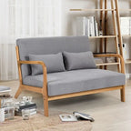 Dark Gray / Light Gray / Beige Mid-Century Linen Accent Sofa, 2-Seater