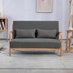 Dark Gray / Light Gray / Beige Mid-Century Linen Accent Sofa, 2-Seater