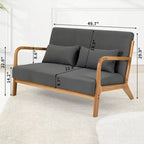 Dark Gray / Light Gray / Beige Mid-Century Linen Accent Sofa, 2-Seater