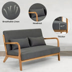 Dark Gray / Light Gray / Beige Mid-Century Linen Accent Sofa, 2-Seater