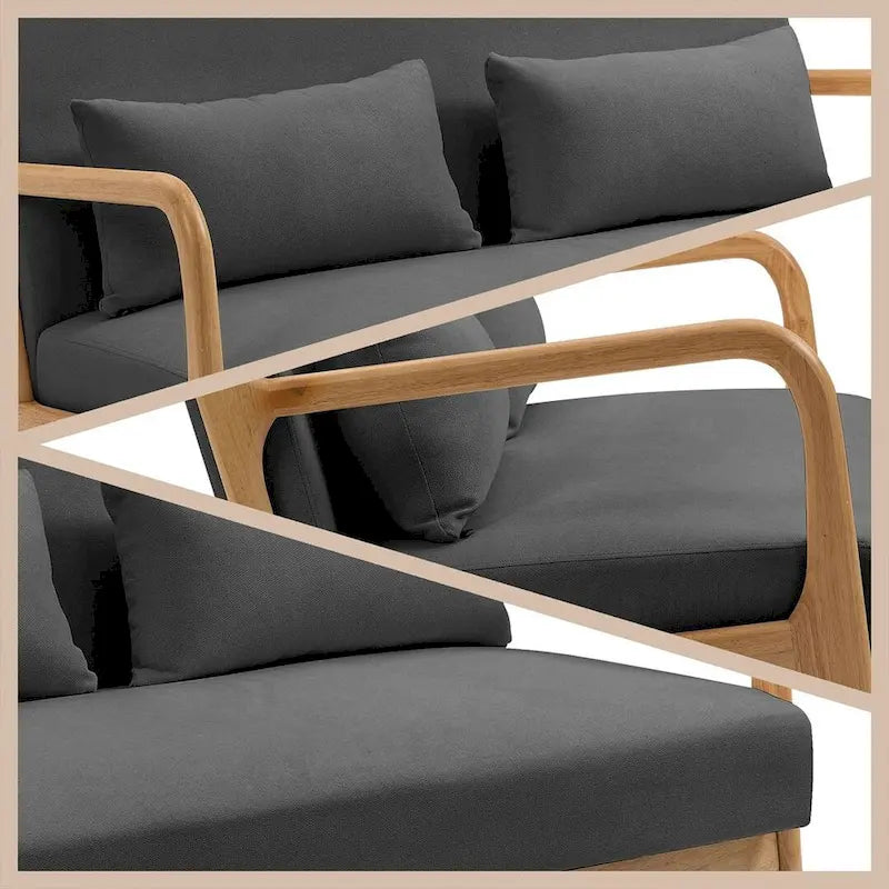Dark Gray / Light Gray / Beige Mid-Century Linen Accent Sofa, 2-Seater
