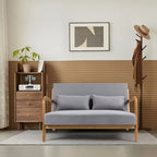 Dark Gray / Light Gray / Beige Mid-Century Linen Accent Sofa, 2-Seater