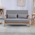 Dark Gray / Light Gray / Beige Mid-Century Linen Accent Sofa, 2-Seater