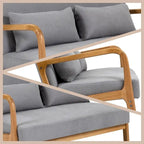 Dark Gray / Light Gray / Beige Mid-Century Linen Accent Sofa, 2-Seater