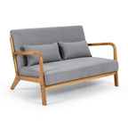 Dark Gray / Light Gray / Beige Mid-Century Linen Accent Sofa, 2-Seater