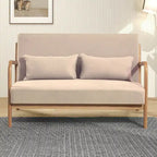 Dark Gray / Light Gray / Beige Mid-Century Linen Accent Sofa, 2-Seater