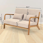 Dark Gray / Light Gray / Beige Mid-Century Linen Accent Sofa, 2-Seater