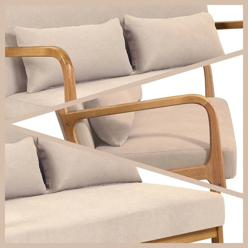 Dark Gray / Light Gray / Beige Mid-Century Linen Accent Sofa, 2-Seater