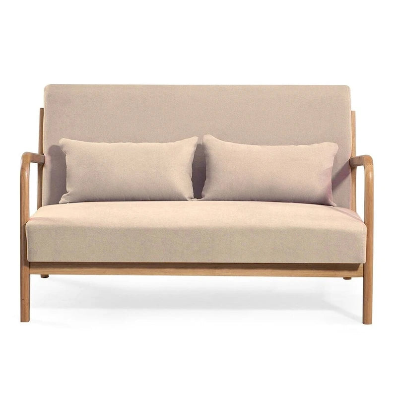 Dark Gray / Light Gray / Beige Mid-Century Linen Accent Sofa, 2-Seater