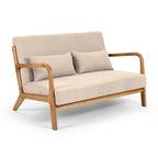 Dark Gray / Light Gray / Beige Mid-Century Linen Accent Sofa, 2-Seater