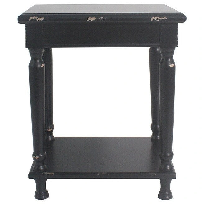 Solid Wood Accent End Table, 6 Colors, Carved Leg Style