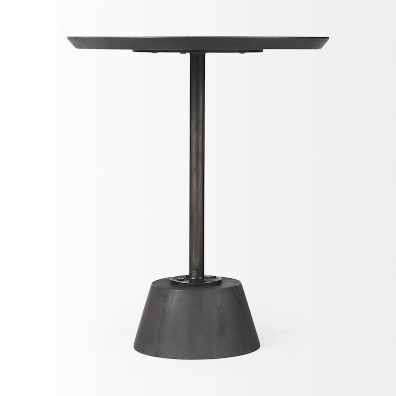 Black / Cream Round Pedestal Side Table, 1-Person, 24"H x 20"W x 20"D