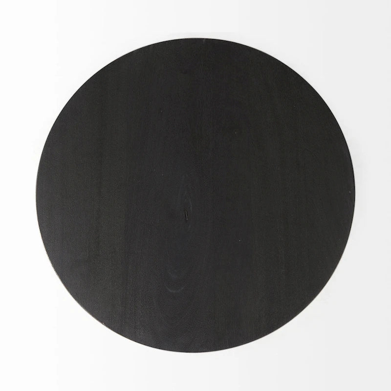 Black / Cream Round Pedestal Side Table, 1-Person, 24"H x 20"W x 20"D