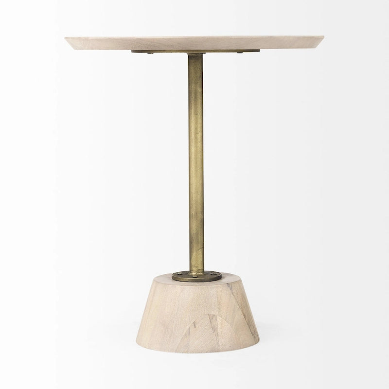 Black / Cream Round Pedestal Side Table, 1-Person, 24"H x 20"W x 20"D