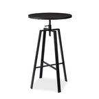 Black/Brown Adjustable Round Bar Table, Industrial Style, Seats 2