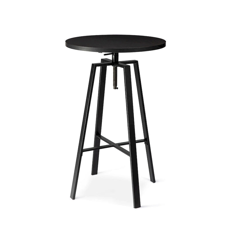 Black/Brown Adjustable Round Bar Table, Industrial Style, Seats 2