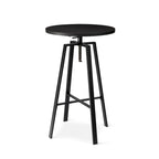 Black/Brown Adjustable Round Bar Table, Industrial Style, Seats 2