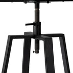 Black/Brown Adjustable Round Bar Table, Industrial Style, Seats 2