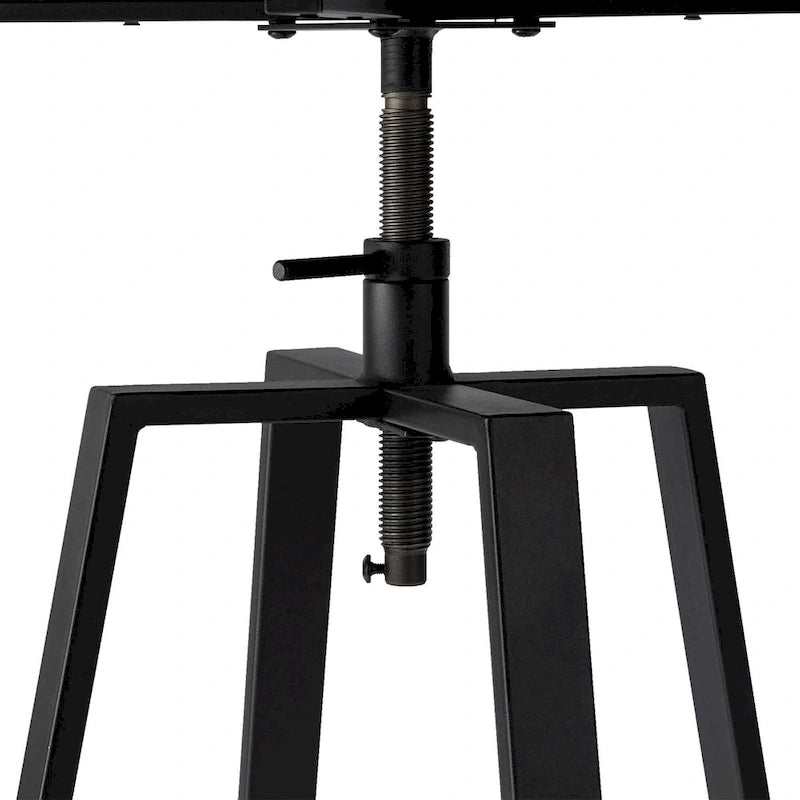 Black/Brown Adjustable Round Bar Table, Industrial Style, Seats 2