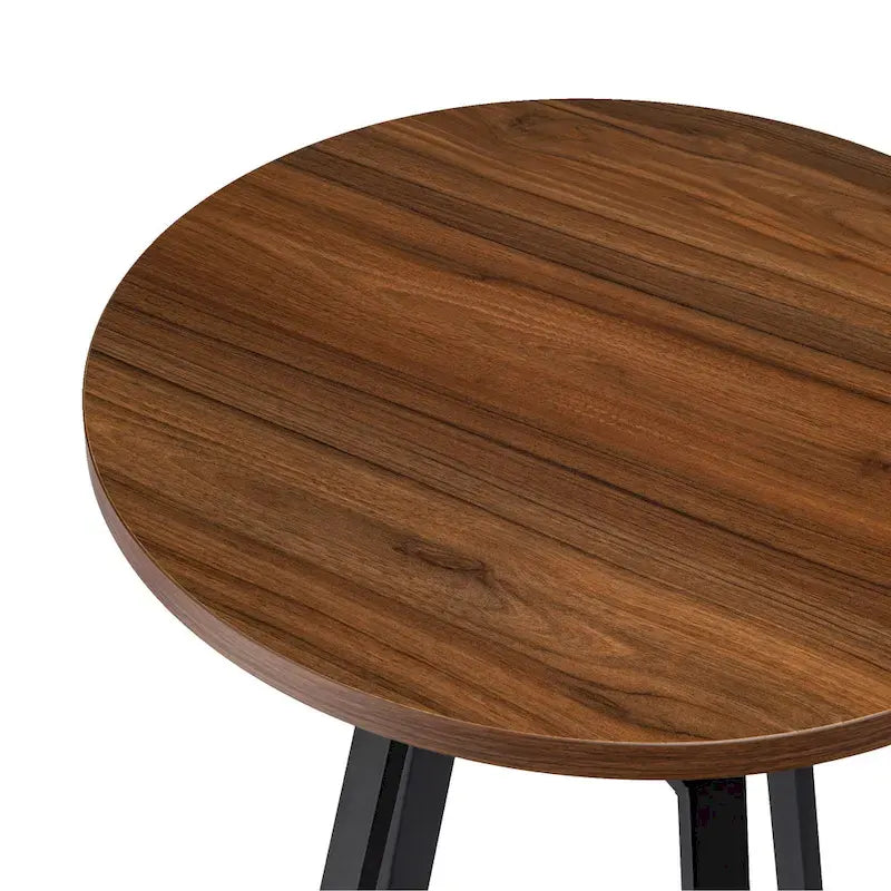 Black/Brown Adjustable Round Bar Table, Industrial Style, Seats 2