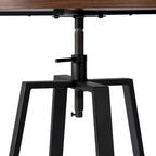 Black/Brown Adjustable Round Bar Table, Industrial Style, Seats 2