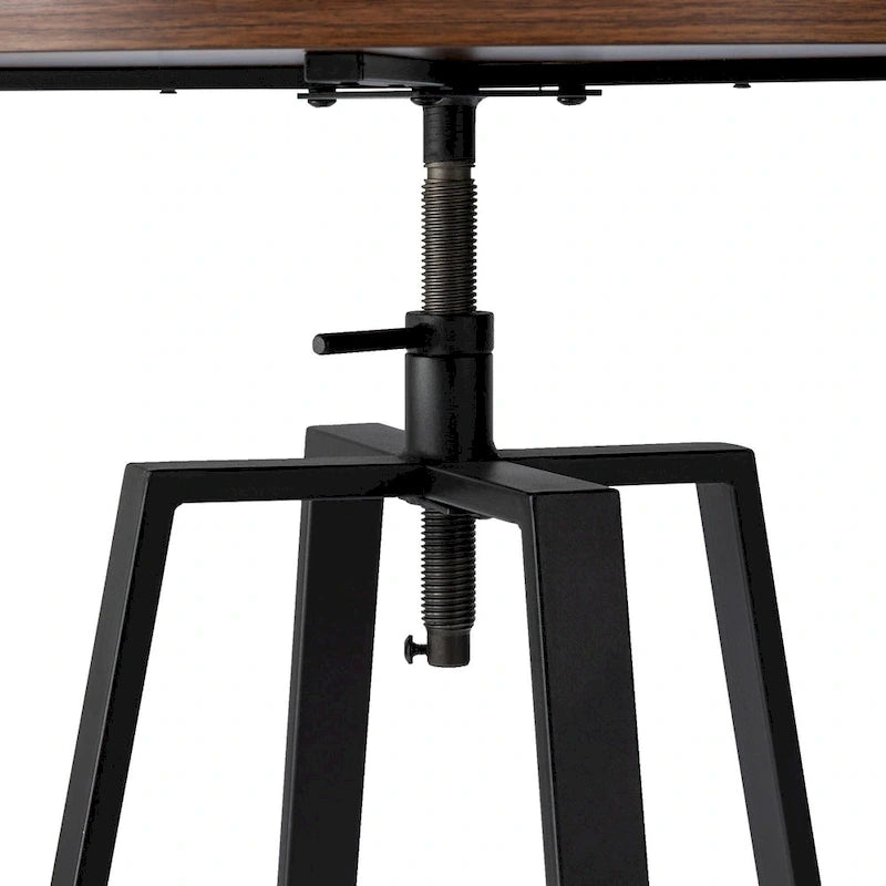 Black/Brown Adjustable Round Bar Table, Industrial Style, Seats 2