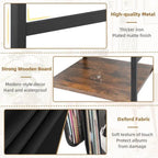 Brown & Black 3-Tier Record Player Stand, MDF Top, Single