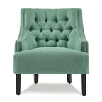 Teal Chenille Button-Tufted Accent Chair, 1-Seat