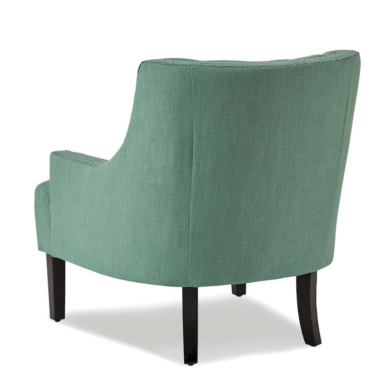 Teal Chenille Button-Tufted Accent Chair, 1-Seat