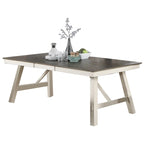White/Grey & Dark Brown Rectangular Dining Table, Seats 6