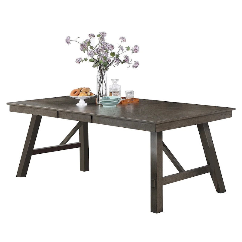 White/Grey & Dark Brown Rectangular Dining Table, Seats 6